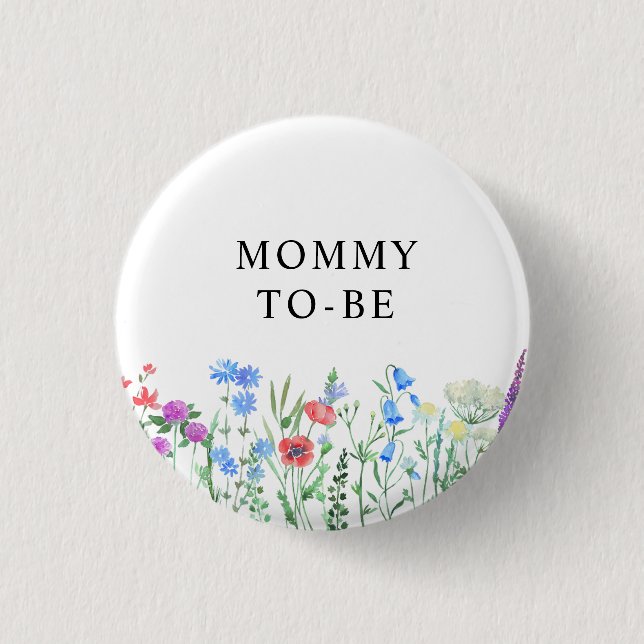 Multihued Wildflower Baby Shower Celebration Button (Front)