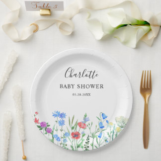 Multihued Wildflower Baby Shower Celebration Paper Plates