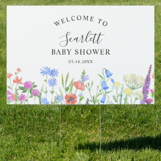 Multihued Wildflower Baby Shower Celebration Sign