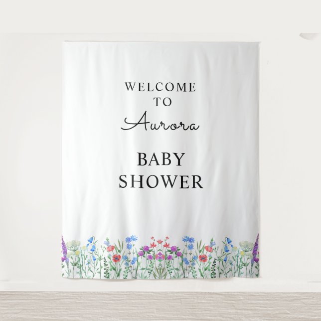Multihued Wildflower Baby Shower Celebration Tapestry (Front)