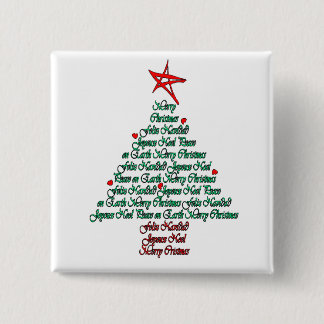 Multilanguage Chistmas Card Feliz Natal Tree Pinback Button
