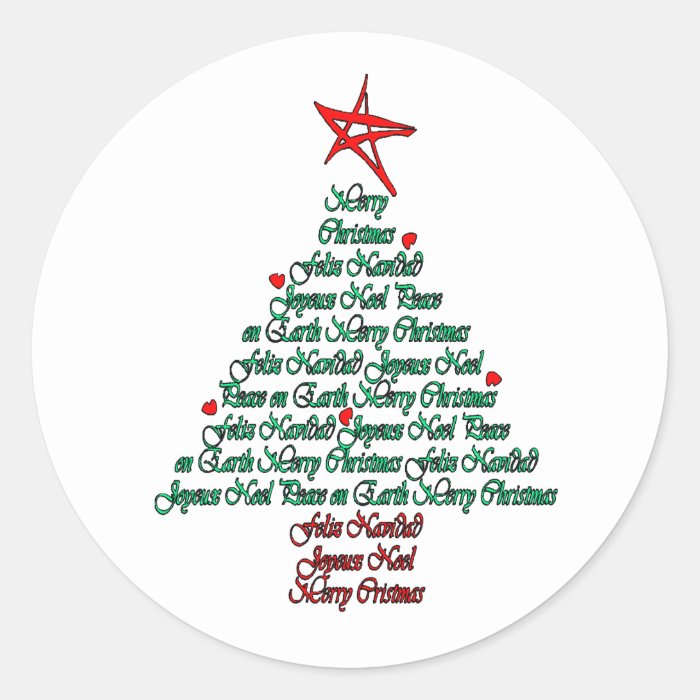 Multilanguage Chistmas Card Feliz Natal Tree Sticker