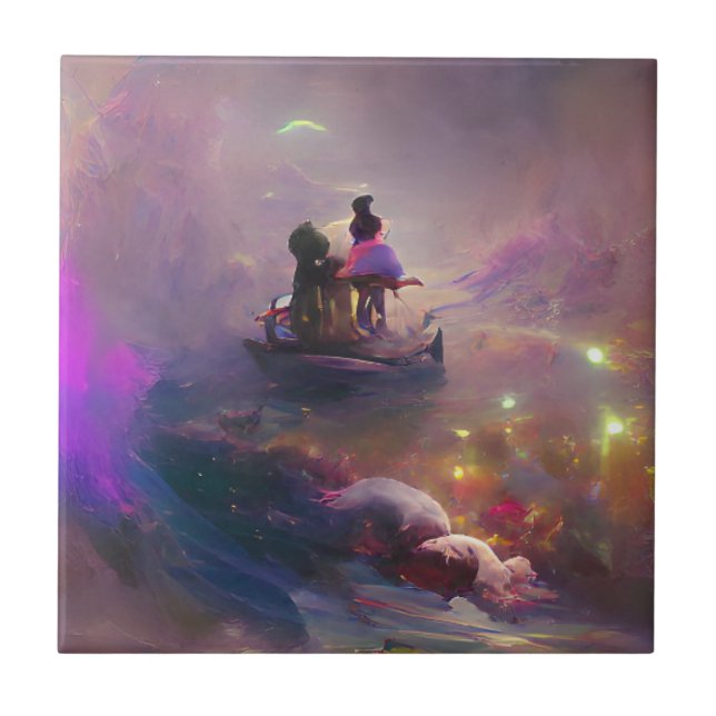 Multilayered dream fantasy colorful ceramic tile (Front)