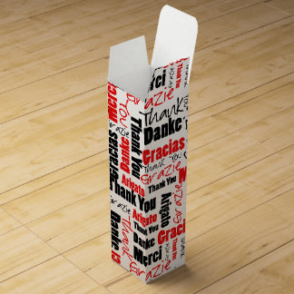 Multilingual Black Red Thank You Typography Wine Box