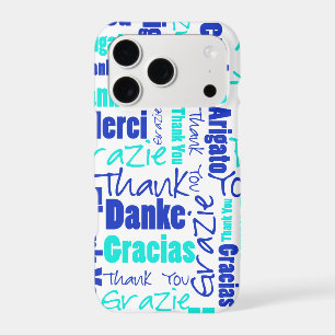 Multilingual Blue Turquoise Thank You Topography iPhone 17 Pro Case