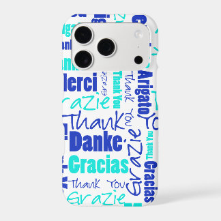 Multilingual Blue Turquoise Thank You Topography iPhone 17 Pro Case
