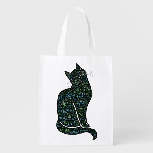 Multilingual Cat Grocery Bag