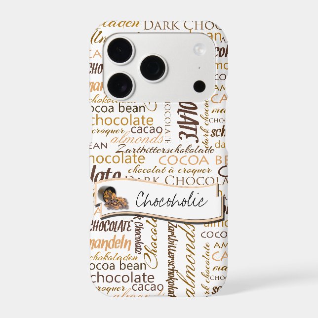 Multilingual Chocolate Typography Word Cloud Case-Mate iPhone Case (Back)