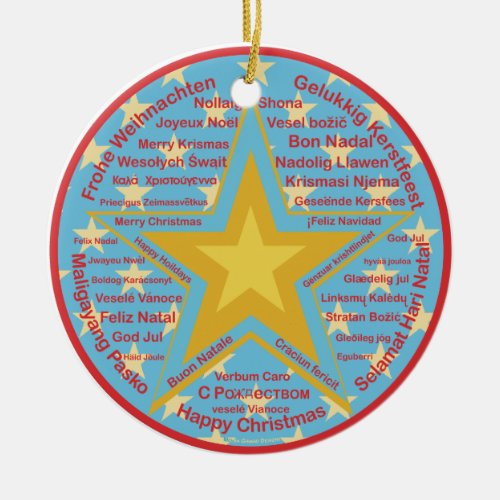 Multilingual Christmas Ceramic Ornament