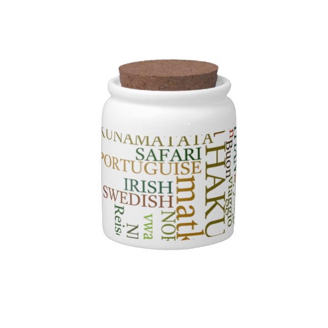 Multilingual Hakuna Matata Global Word Cloud Art Candy Jar (Front)