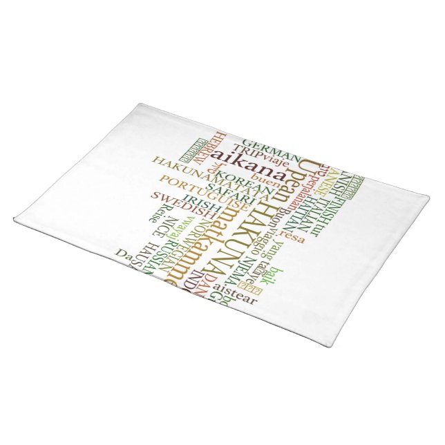 Multilingual Hakuna Matata Global Word Cloud Art Cloth Placemat (On Table)