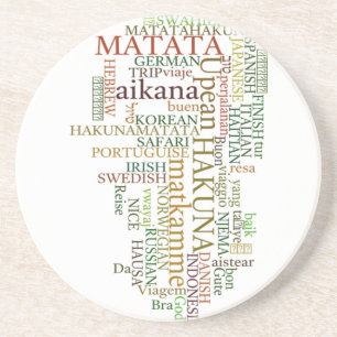 Multilingual Hakuna Matata Global Word Cloud Art Coaster