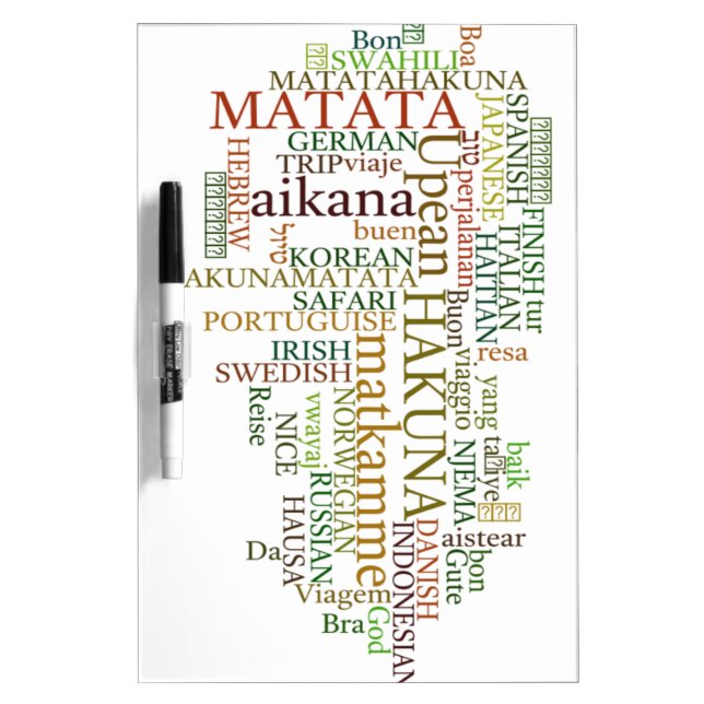 Multilingual Hakuna Matata Global Word Cloud Art Dry-Erase Board (Front)