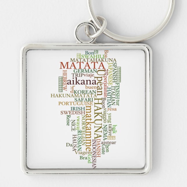 Multilingual Hakuna Matata Global Word Cloud Art Keychain (Front)