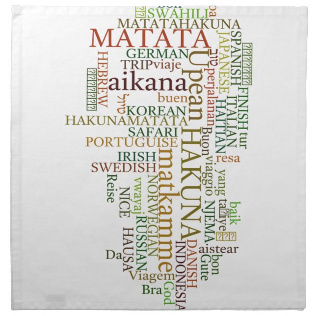 Multilingual Hakuna Matata Global Word Cloud Art Napkin (Front)