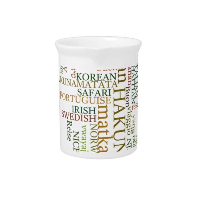 Multilingual Hakuna Matata Global Word Cloud Art Pitcher (Front)