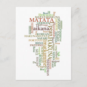 Multilingual Hakuna Matata Global Word Cloud Art Postcard