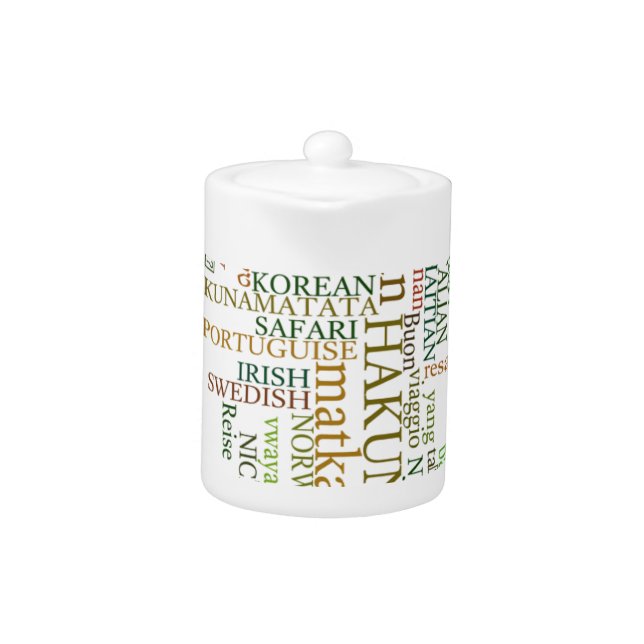 Multilingual Hakuna Matata Global Word Cloud Art Teapot (Front)