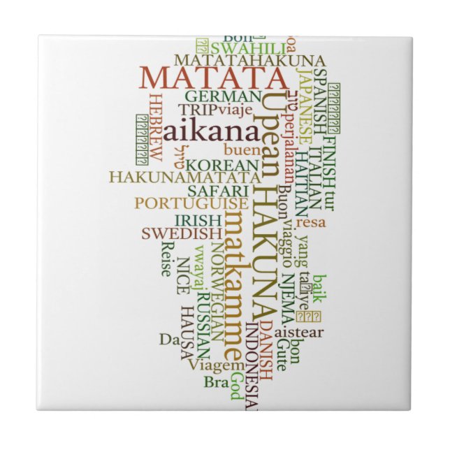 Multilingual Hakuna Matata Global Word Cloud Art Tile (Front)