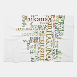 Multilingual Hakuna Matata Global Word Cloud Art Towel