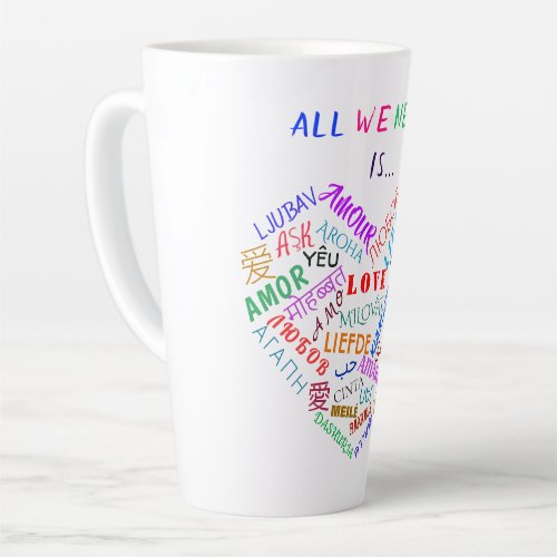 Multilingual Heart Love Text Latte Mug Gift