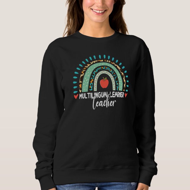 Multilingual Learner Teacher Leopard Rainbow Lingu Sweatshirt (Front)