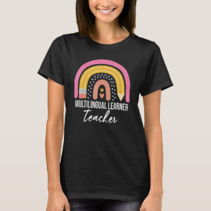 Multilingual Learner Teacher Leopard Rainbow  Teac T-Shirt