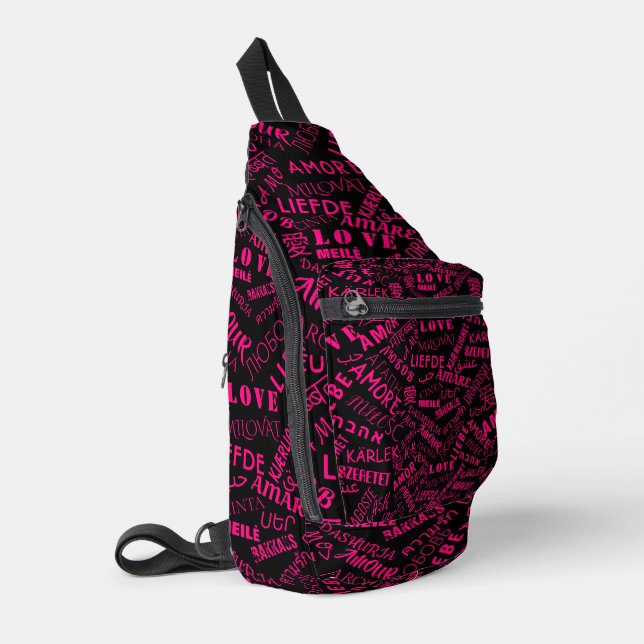 Multilingual Love Text Custom Colors Sling Bag (Left Corner)