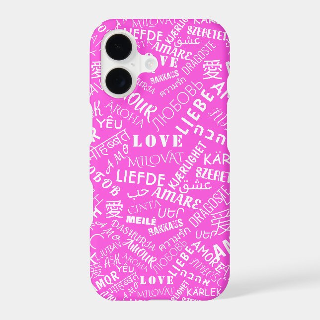 Multilingual Love Text Pink iPhone Case Your Color (Back)