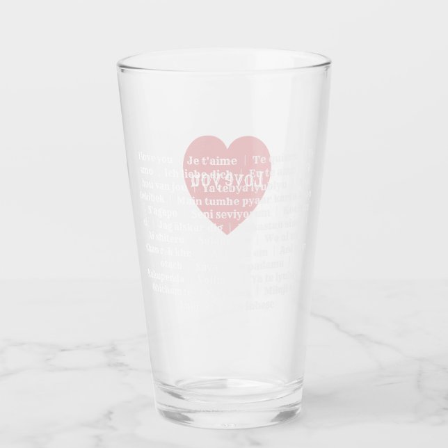 Multilingual Love Tumbler Red Heart Custom Design (Front)