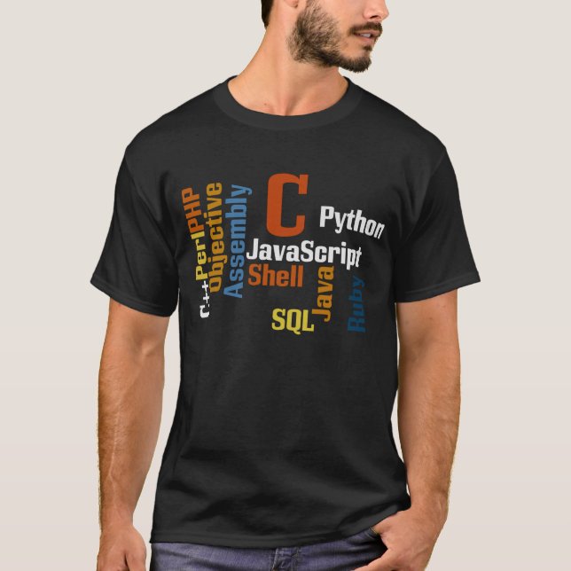 Multilingual Programmer Black T-Shirt (Front)