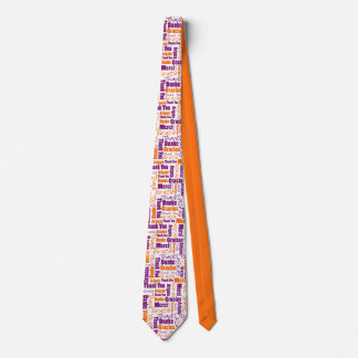 Multilingual Purple Orange Thank You Typography Neck Tie