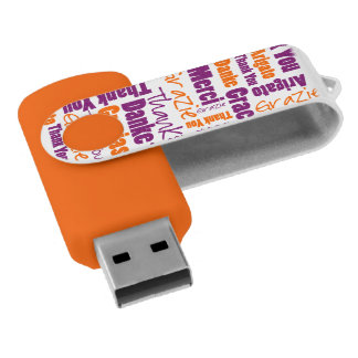 Multilingual Purple Orange Thank You Word Cloud USB Flash Drive