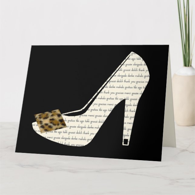 Multilingual Thank You Leopard Print Shoe Card (Front)