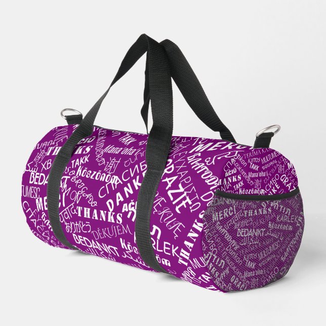 Multilingual Thank You Text Personalized Duffle Bag (Right Corner)