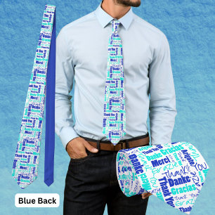 Multilingual Thank You Typography Collage Neck Tie