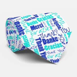Multilingual Thank You Typography Collage Neck Tie