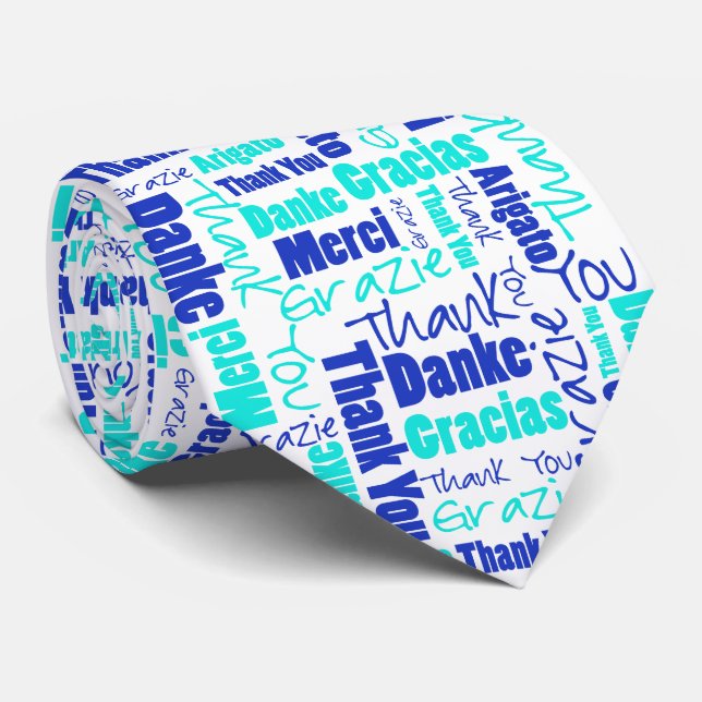 Multilingual Thank You Typography Collage Neck Tie (Rolled)