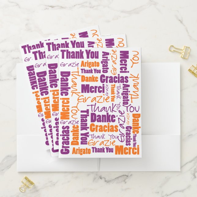 Multilingual "Thank You" Typography Collage Pocket Pocket Folder (In Situ)
