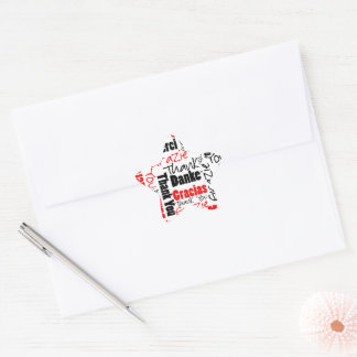 Multilingual "Thank You" Typography Collage Star Sticker