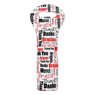 Multilingual Thank You Typography Over White Wine Bag