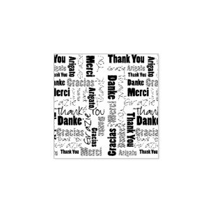 Multilingual Thank You Typography Word Cloud Rubber Stamp