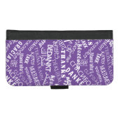 Multilingual Thanks Text Purple iPhone Wallet Case (Front (Horizontal))