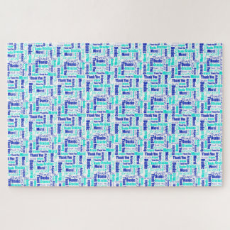 Multilingual Typography Thank You Blues Jigsaw Puzzle