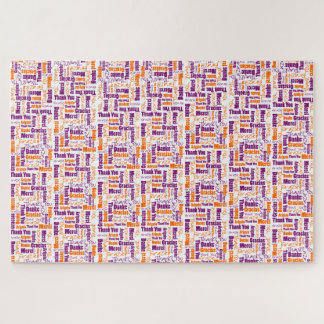 Multilingual Typography Thank You Orange Purple Jigsaw Puzzle