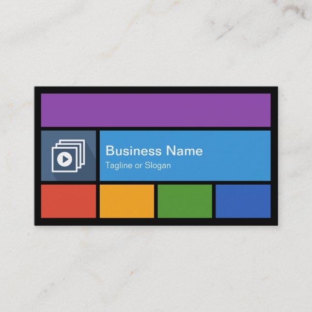 Multimedia Studio - Colorful Tiles Creative Business Card (Front)
