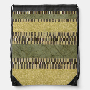 Multipatterned Panel Painting Drawstring Bag