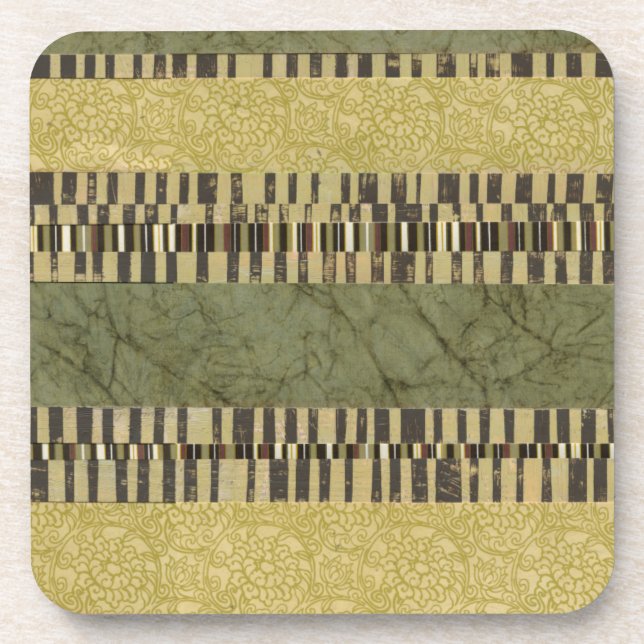 Multipatterned Panel Painting Drink Coaster (Front)