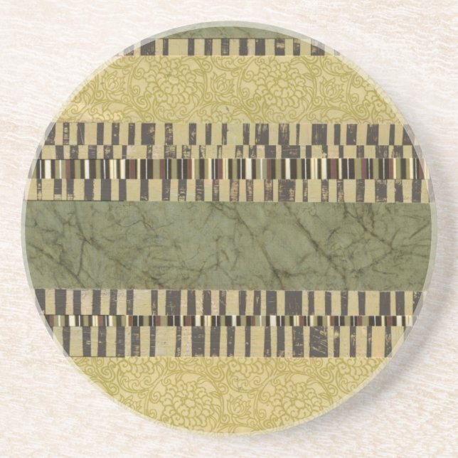 Multipatterned Panel Painting Sandstone Coaster (Front)