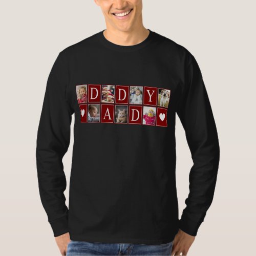 Multiphoto Pattern with Daddy Text T_Shirt
